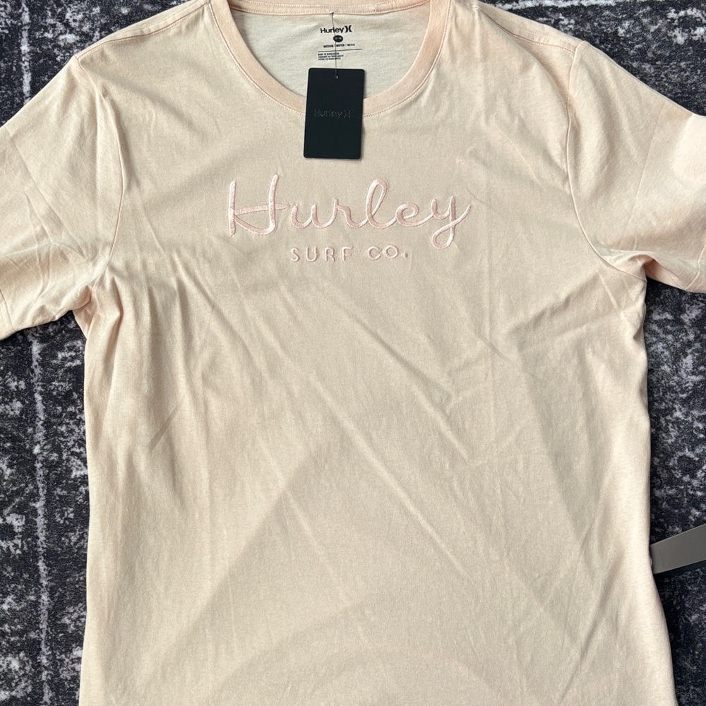 Hurley Light Pink Embroidered Logo Crew Tee